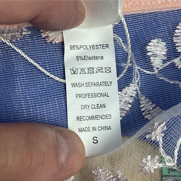 Romwe Womens Coquette Babydoll Corset Top NWOT Small Pink Sheer Going Out Floral - Picture 9 of 9